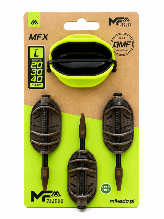 Zestaw Koszyków Mikado Q.M.F 20,30,40g + Foremka L Method Feeder do METODY